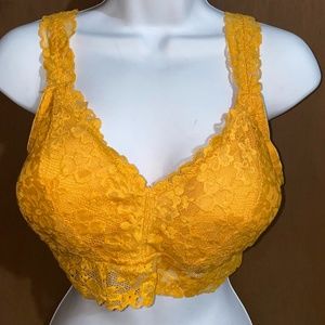Women's Mustard Yellow Lace Bralette | XL